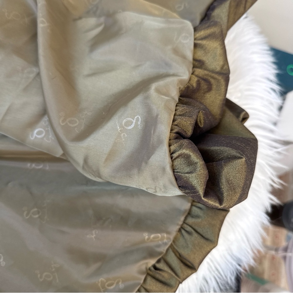 Samuel Dong Gold Triple Collar Sleeveless Bubble Dress Small Metallic Olive - Picture 12 of 12